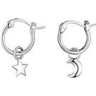 The Love Silver Collection Sterling Silver Moon & Star Huggie Hoop Earrings