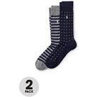 Polo Ralph Lauren 2 Pack Dot & Stripe Crew Socks - Navy