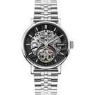 Ingersoll Charles Black And Silver Detail Skeleton Automatic Dial Stainless Steel Bracelet Mens Watc