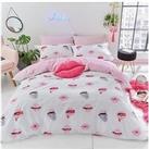 Sassy B Service Reversible Duvet Cover Set In Pink And White