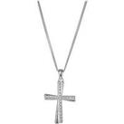 The Love Silver Collection Sterling Silver Cubic Zirconia Cross Pendant 18 Inch Curb Chain