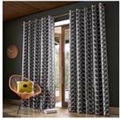 Orla Kiely Linear Stem Lined Eyelet Curtains - Charcoal