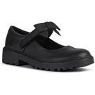 Geox Casey Girls Bow Velcro Strap School Shoe - Black
