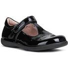 Geox Naimara Girls Patent Velcro Strap T-Bar School Shoe - Black Patent