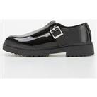 V By Very Girls Patent Leather T-Bar School Shoe - Black