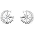 The Love Silver Collection Sterling Silver & Cubic Zirconia Moon & Star Stud Earrings