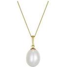 Love Gold 9Ct Gold Oval Drop Freshwater Pearl Pendant Adjustable Necklace