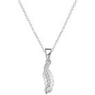 The Love Silver Collection Sterling Silver Feather Cubic Zirconia Necklace