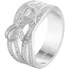 The Love Silver Collection Sterling Silver Multi Row Cubic Zirconia Bow Ring