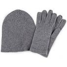 Totes Cashmere Blend Hat And Glove Set - Grey Marl