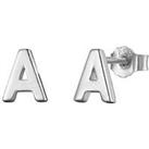 The Love Silver Collection Sterling Silver Alphabet Initial Stud Earrings - F
