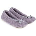 Totes Isotoner Popcorn Ballet Slipper With Bow - Grey