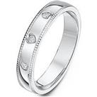 The Love Silver Collection Sterling Silver Band With 0.2Ct Diamond Heart Detail Ring