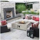 Teamson Home Outdoor Gas Fire Pit Wooden With Lava Rock & Cover