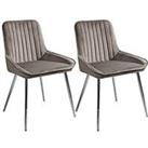 Very Home Pair Of Alisha Standard Chrome Legged Dining Chairs - Grey/Chrome