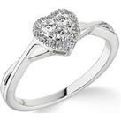 Love Diamond 9Ct White Gold 0.22Ct Diamond Halo Heart Cluster Ring
