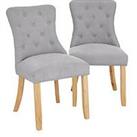 Very Home Warwick Chenille Pair Of Standard Dining Chairs - Grey/Oak Effect - Fsc Certified