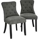 Very Home Warwick Velvet Pair Of Standard Dining Chairs - Charcoal/Black - Fsc Certified