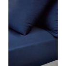 Very Home Luxury 400 Thread Count Plain Soft Touch Sateen Extra Deep 32 Cm Fitted Sheet - Navy