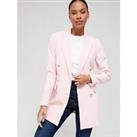V By Very Longline Military Jacket - Pink