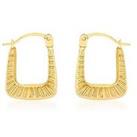 Love Gold 9Ct Yellow Gold 12Mm X 15Mm Ribbed Creole Earrings