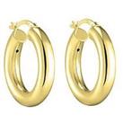 The Love Silver Collection 18Ct Gold Plated Sterling Silver 25Mm Round Tube Hoop Creole Earrings