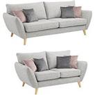 Very Home Perth Fabric 3 Seater + 2 Seater Sofa Set (Buy And Save!) - Silver