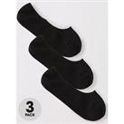 Everyday 3 Pack Of Invisible Trainer Liner Socks With Heel Grips - Black