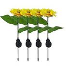 Streetwize Pack Of 4 Solar Powered Sunflower Stake Lights