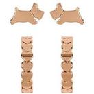 Radley Ladies 18Ct Rose Gold Plated Heart Huggie Leaping Dog Twin Pack Earrings