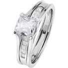 The Love Silver Collection Sterling Silver Rhodium Plated 2 Piece Bridal Set - Princess & Eterni
