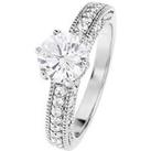 The Love Silver Collection Sterling Silver Cubic Zirconia Vintage Inspired Solitaire Ring