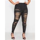 Yours Grace Frayed And Ripped Jegging - Black