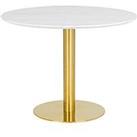 Julian Bowen Palermo 100 Cm Round Pedestal Dining Table - White Marble/Gold