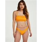 Hunkemoller St. Lucia Shirred Bandeau Bikini Top - Orange