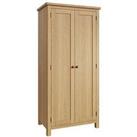 K-Interiors Shelton Part Assembled Solid Wood 2 Door Wardrobe - Rustic Oak