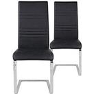 Very Home Pair Of Jet Faux Leather Cantilever Dining Chairs - Black