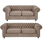 Very Home Laura Chesterfield Fabric 3 + 2 Sofa Set - Grey (Buy And Save!)