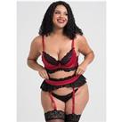Lovehoney Plus Size Empress Red Satin And Lace Bra Set - Red