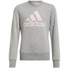 Adidas Essentials Kids Big Logo Crew Sweat Top - Light Grey
