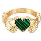 Gold Plated Malachite Stone Claddagh Heart Ring