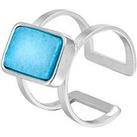 Silver Plated Double Ring With Created Aquamarine Stone