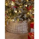 Festive White Wash Willow Round Christmas Tree Skirt &Ndash; 50 Cm Diameter