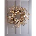 Very Home Champagne Gold Pre-Lit Christmas Wreath - 60 Cm