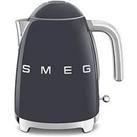 Smeg Klf03Gruk 50S Retro Style Jug Kettle, Soft Opening, 360 Swivel Base, Anti-Slip Feet, 300W, 1.7L, Slate Grey