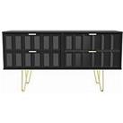 Swift Cube Ready Assembled 4 Drawer Low Tv Unit - Fits Up To To 50 Inch Tv - Black - Fsc Certified