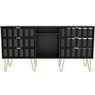 Swift Cube Ready Assembled 6 Drawer Tv Unit/Sideboard - Fits Up To 65 Inch Tv - Black - Fsc Certifie