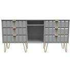 Swift Cube Ready Assembled 6 Drawer Tv Unit/Sideboard - Fits Up To 65 Inch Tv - Grey - Fsc Certified