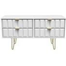 Swift Cube Ready Assembled 4 Drawer Low Tv Unit - Fits Up To To 50 Inch Tv - White - Fsc Certified