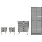 Swift Cube 4 Piece Ready Assembled Package - 2 Door Wardrobe, 5 Drawer Chest And 2 Bedside Chests - 